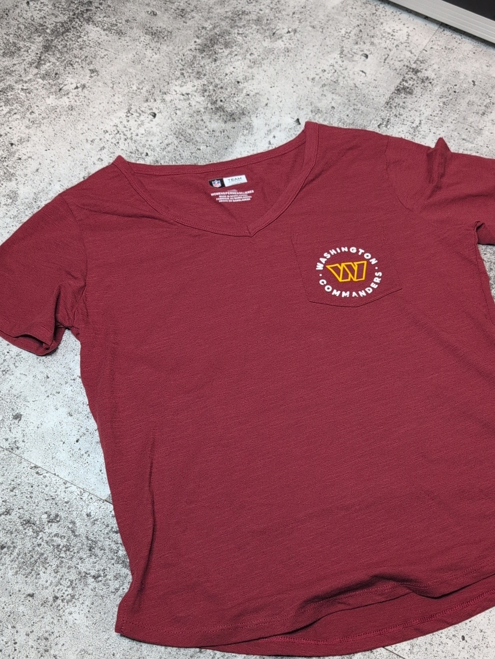 NFL Burgundy V-Neck Washington Commanders Pocket Tee